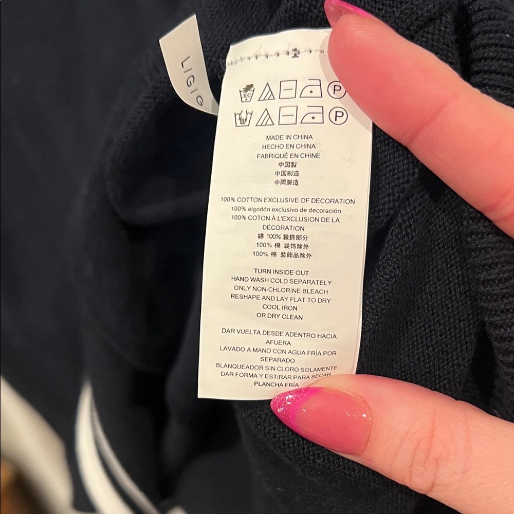 Michael Kors Navy and White Zip-Up Sweater - Picture 5 of 7